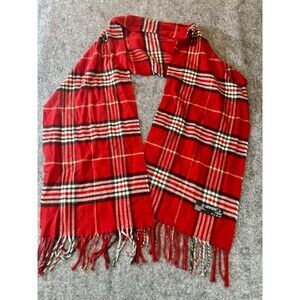 V Fraas Cashmink Scarf Red Plaid Soft Acrylic Winter Warm Preppy Holiday XMAS